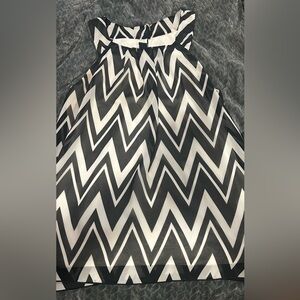 Iz Byer Black and White Chevron Blouse